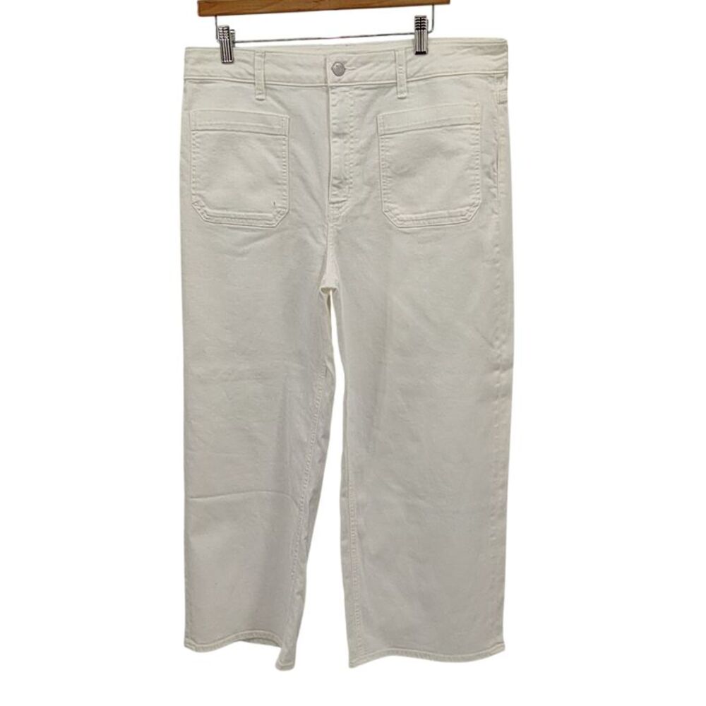 Quince Women Bella Stretch Patch Pocket Wide Leg Jeans Cloud White 33